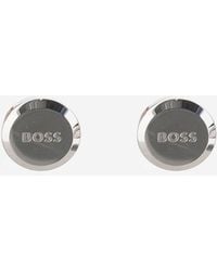 BOSS - Brass Cufflinks With Logo - Lyst