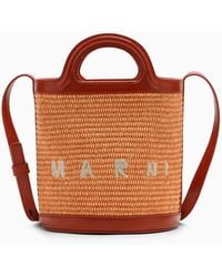Marni - Tropicalia Leather And Raffia Bucket Bag - Lyst