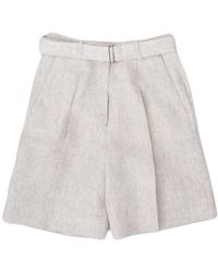 Officine Generale - High-Waisted Shorts With Permanent Pleat - Lyst