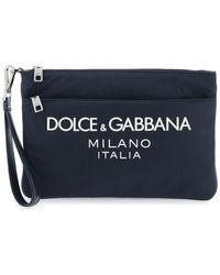 Dolce & Gabbana - Nylon Pouch Met Rubberen Logo - Lyst