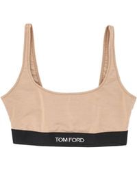 Tom Ford - Signature Stretch Modal Tank With Jacquard Logo Band And Zigzag Stitch Detail - Lyst