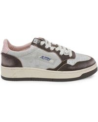 Autry - Baskets Medalist Low Super Vintage En Cuir Et Daim À Effet Usé - Lyst