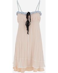 Jil Sander - Straight Neckline Silk Dress With Ruffle Detail - Lyst