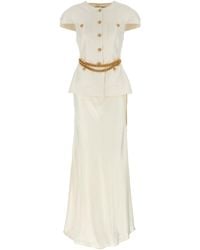 Self-Portrait - Selbstporträt 'Creme Taftkettengürtel Maxi' Kleid - Lyst