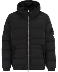 Stone Island - Hooded Down Jacket With Seamless, Drip-Proof Feather Channels - Lyst