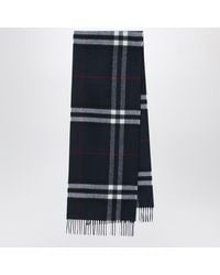 Burberry - Dark Scarf With Check Pattern - Lyst
