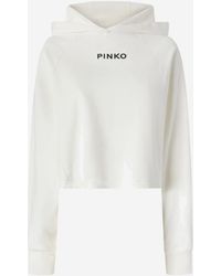 Pinko - Cropped Cotton Sweatshirt With Logo - Lyst