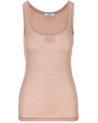 Prada - Sleeveless Logo Top - Lyst