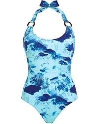 Vilebrequin - Halterneck Swimsuit With Marine Print - Lyst