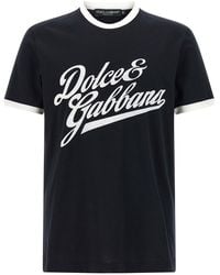 Dolce & Gabbana - Cotton T-Shirt With Flock Print - Lyst
