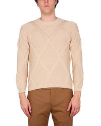 Ballantyne - Cotton Cable Stitch Crew Neck Sweater - Lyst