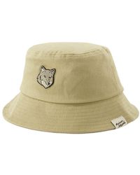Maison Kitsuné - BOLD Fox Head Eimer Hut Baumwoll Beige - Lyst