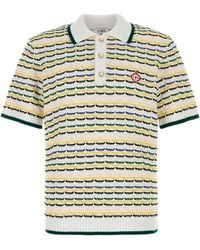 CASABLANCA - Embroidered Cotton Polo Shirt - Lyst