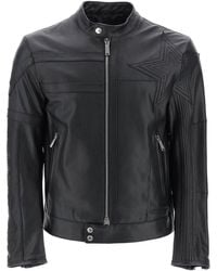 DSquared² - Giacca Biker In Pelle Con Patch - Lyst