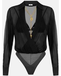 Elisabetta Franchi - Bodysuit With Jeweled Chain - Lyst