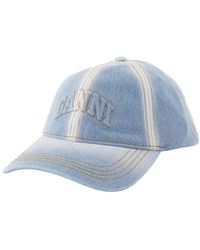 Ganni - Blaue Baumwollmütze - Lyst