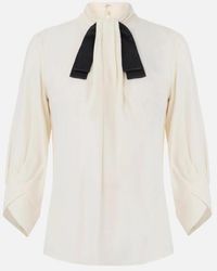 Elisabetta Franchi - Georgette Blouse With A Small Tie - Lyst