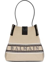 Balmain - Release Canvas And Leather Bucket Bag - Lyst