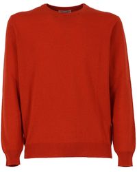 Kangra Cashmere - Girocollo Basico Rasato Calato C/Toppe Alcantara - Lyst