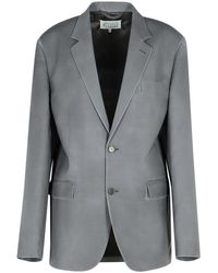 【送料&関税込】Maison Margiela Grey Mohair Blend Blazer MAISON MARGIELA | Single Breasted Notch Lapel Mohair Wool