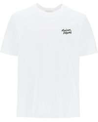 Maison Kitsuné - T -Shirt mit Logo -Schriftzug - Lyst