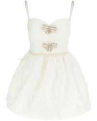Self-Portrait - Organza Bow Mini Abiti Bianco-Donna - Lyst