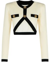 Balmain - "Crop" Wool Blend Cardigan - Lyst