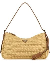 Prada - Raffia Large Aimée Shoulder Bag - Lyst