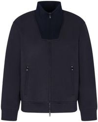 Emporio Armani - Doppeljersey Vollreißverschluss Pullover - Lyst