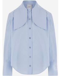 Patou - Cotton Blouse With Knotted Collar Organic Shirt - Lyst