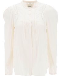 Isabel Marant - 'joanea' Satin Blouse With Cutwork Embroideries - Lyst