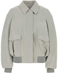 Loewe - Chalk Suede Jacket - Lyst