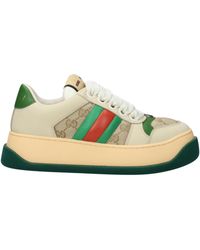 Gucci - Baskets Screener Femmes Daim Beige/Vert - Lyst