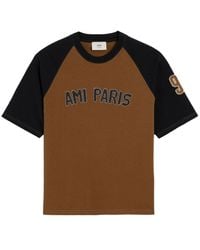 Ami Paris - T-Shirt Met Geborduurd Logo - Lyst
