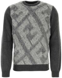 Fendi - Embroidered Wool Blend Sweater - Lyst
