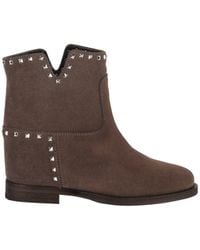 Via Roma 15 - Tronc Spacco Suede Metallic Ankle Boots - Lyst