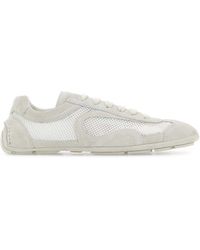 Prada - Suede And Mesh Montecarlo Sneakers - Lyst