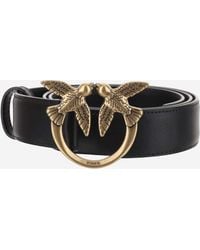 Pinko - Calfskin Love Birds Buckle Belt - Lyst