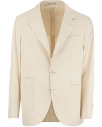 Brunello Cucinelli - Cotton And Cashmere Deconstructed Jacket With Patch Pockets - Lyst