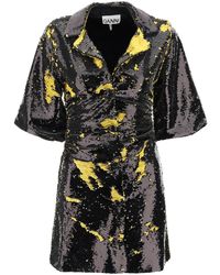 Ganni - Bicolor Mini Sequined Dress - Lyst
