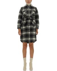 Woolrich - Checkered Pattern Coat With Classic Collar - Lyst