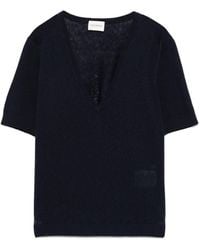 Closed - Cotton And Linen V-Necked T-Shirt - Lyst