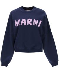 Marni - Logo Print Boxy Sweatshirt - Lyst