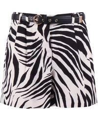 Max Mara - Linen Shorts With Animal Print - Lyst