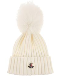 Moncler - Wool Cap With Synthetic Pompom - Lyst