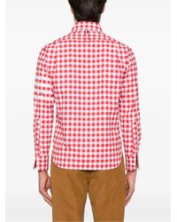 Thom Browne - RC-Hemd mit rundem Saum und Reißverschluss und T-Bar-Puller aus 4-Bar-Gingham-Karo-Flanell - Lyst