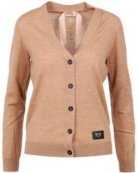 N°21 - Truien & Vesten ,Bruin ,Katoen Bruine V-Hals Katoenen Cardigan - Lyst