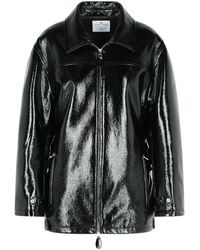Courreges - 'vinyl' Zwart Katoenen Blend Jas - Lyst