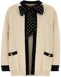 Valentino Garavani - Sand Cotton Blend Cardigan - Lyst