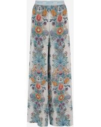 Just Cavalli - Viscose Broek Met Bloemenprint - Lyst